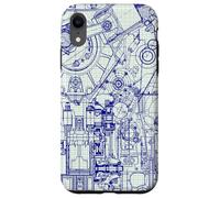 Engineer Blueprint Pattern Technical Drawing Gear Schematic Custodia per iPhone XR