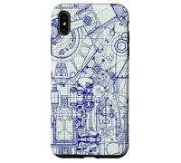 Engineer Blueprint Pattern Technical Drawing Gear Schematic Custodia per iPhone XS Max
