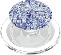 Engineer Blueprint Pattern Technical Drawing Gear Schematic PopSockets PopGrip per MagSafe