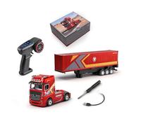 Engineerkiter 1:64 RC Semi Camion e Rimorchio con Sterzo Proporzionale, Controllo Indipendente Rimorchio, RC Container Truck Controllo a 3 Velocità di Sollevamento Gambe di Supporto RC Veicoli di