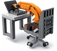 Engineerkiter Working Shrimp Man Building Set Shrimp Bricks with Computer Desk, Chair, 155pcs Steampunk Animal DIY Assembly Blocks for Desk