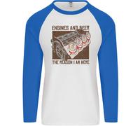 Engines & Birra Auto Hot Rod Meccanico Divertente Uomo L/S Baseball T-Shirt