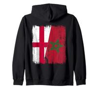 England Marocco Half Flag English Maroccan Heritage Jersey Felpa con Cappuccio