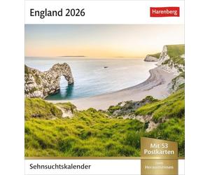 England Sehnsuchtskalender 2026 - Wochenkalender mit 53 Postkarten: Fernweh in einem Foto-Kalender zum Aufstellen. Die schönsten Landschaften Englands ... in einem Tischkalender. Auch zum Aufhängen