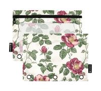 England Tudor Rose Summer Flowers - Astuccio con 3 anelli con cerniera, confezione da 2 sacchetti riciclati per ufficio