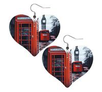 England UK - Orecchini da donna in pelle, a forma di telefono, stile retrò, a forma di cuore, leggeri, idea regalo