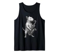 English Bull Terrier che suona sassofono musica jazz amante dei cani Canotta