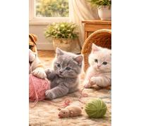 English Bulldog Puppies & Kittens: A5 Portrait Lined Notebook