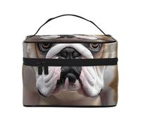 English Bulldogs Travel Makeup Bag - Organizer portatile per articoli da toeletta con scomparti con cerniera per spazzole, bottiglie e prodotti per la cura della pelle
