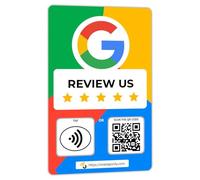 English Carte di Recensione Google di One Tap Only - Tocca per Recensioni Istantanee - Compatibili con Tutti i Telefoni - NFC e QR Smart Tap Riutilizzabili - Aumenta le Recensioni Aziendali