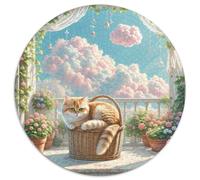 English Short Gold Gradual Layer Cat 1000 Piece Round Jigsaw Puzzle for 5+ Year Olds Animal Cats Pretty Color Challenge 1000pcs (67.5x67.5cm)