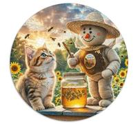 English Short Gold Gradual Layer Cat 1000 Piece Round Jigsaw Puzzle for 5+ Year Olds Animal Cats Pretty Color Challenge 1000pcs (67.5x67.5cm)