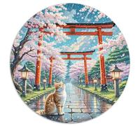 English Short Gold Gradual Layer Cat 1000 Piece Round Jigsaw Puzzle for Adults Animal Cats Jigsaw Creative Reliever Difficult Challenge 1000pcs (67.5x67.5cm)