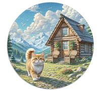 English Short Gold Gradual Layer Cat 1000 Piece Round Jigsaw Puzzle for Adults Animal Cats Jigsaw Creative Reliever Difficult Challenge 1000pcs (67.5x67.5cm)