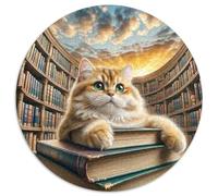 English Short Gold Gradual Layer Cat 1000 Piece Round Jigsaw Puzzle for Adults Kids 14+ Animal Cats Geometric Creative Hard Challenge 1000pcs (67.5x67.5cm)