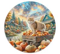 English Short Gold Gradual Layer Cat 1000 Piece Round Puzzle for Adults And Kids Animal Cats Geometric Pretty Color Challenge 1000pcs (67.5x67.5cm)