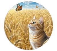 English Short Gold Gradual Layer Cat 1000 Piece Round Puzzle for Adults And Kids Animal Cats Geometric Pretty Color Challenge 1000pcs (67.5x67.5cm)