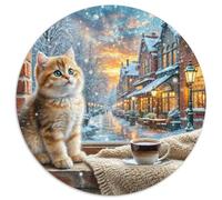English Short Gold Gradual Layer Cat 1000 Piece Round Puzzle for Adults And Kids Animal Cats Geometric Pretty Color Challenge 1000pcs (67.5x67.5cm)
