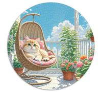 English Short Gold Gradual Layer Cat 1000 Piece Round Puzzles Jigsaw for Adults Kids 14+ Animal Cats Creative Difficult Hard Challenging 1000pcs (67.5x67.5cm)