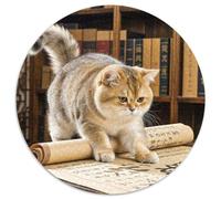 English Short Gold Gradual Layer Cat 1000 Pieces Circle Puzzle for Adults And Kids Animal Cats Geometric Creative Difficult Hard Challenging 1000pcs (67.5x67.5cm)