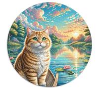 English Short Gold Gradual Layer Cat 1000 Pieces Circle Puzzle for Kids Aged 5-8 Made Animal Cats Jigsaw Creative Hard Challenge 1000pcs (67.5x67.5cm)