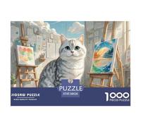 English Short Silver Gradual Layer 1000 Pezzi Puzzle Per Adulti E Bambini Più Grandi Animal Cat Jigsaw Multicolore Collezione D'arte Festa Aziendale Idea Regalo Uomo E Donna 38x26cm/1000pcs