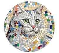 English Short Silver Gradual Layer 1000 Piece Round Puzzle Jigsaw for 5+ Year Olds Animal Cat Geometric Smooth Edging Color Challenge 1000pcs (67.5x67.5cm)