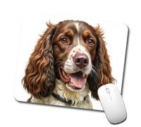 English Springer Spaniel Dog Illustration Mousepad Lavabile Tappetino per Mouse Bordi Cuciti Mouse Pad for Ufficio Casa Computer 25X30Cm