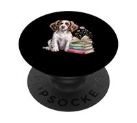 English Springer Spaniel Sprocker Book Reading Flowers PopSockets PopGrip Adesivo