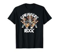 English Springer Spaniels Rock Trio Rocking Suonare la Chitarra Maglietta