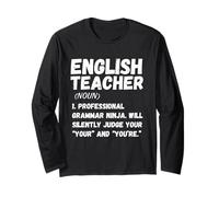 English Teacher Definition - Grammar Humor Classroom Tee Maglia a Manica