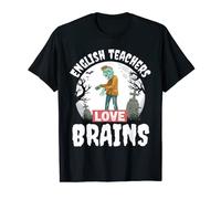 English Teachers Shirt Love Brains Teacher Halloween Maglietta