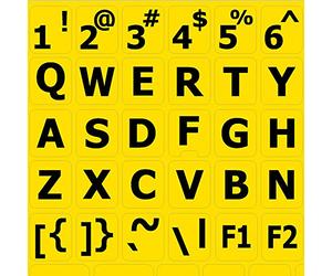 English US Large Lettering Keyboard sticker (upper case) sfondo giallo per desktop, laptop e notebook