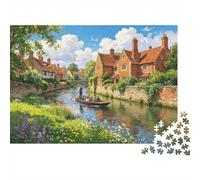 English Village Puzzles per Elderly 1000 Piece Recyclable British Countryside Jigsaw Puzzles Puzzle Game Props Impossible Hard Difficult Stimolante Activity 38x26cm/1000pcs