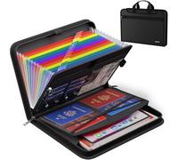 ENGPOW Cartella portadocumenti a fisarmonica, ignifuga, espandibile, con tasche colorate, 25 tasche, organizer per documenti con manico ed etichette, portatile, per casa e viaggio, per documenti