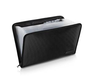 ENGPOW Cartella portadocumenti ignifuga, resistente al fuoco e all'acqua, con 13 tasche formato A4, chiusura con cerniera, non pruriginosa, rivestita in silicone, portatile (36,3 x 24,9 cm)