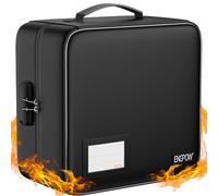 ENGPOW Custodia per CD/DVD con serratura, a prova di fuoco, per CD/DVD, capacità 400, con cerniera e manico, portatile, sicuro per casa, ufficio, viaggi, auto, colore nero