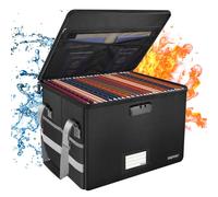 ENGPOW Scatola per documenti con serratura, a prova di fuoco, organizer antistatico, scatola per documenti pieghevole a prova di fuoco con manico, scatola di sicurezza portatile per casa e ufficio per