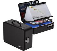 ENGPOW Scatola portadocumenti ignifuga con isolamento termico fino a 2870 °C, multistrato, impermeabile e ignifugo, 25 tasche, grande scatola portadocumenti A4 con serratura