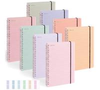 Engrowtic 8 Pack Lined Spiral Notebook with Sticky Index Tabs 5.9" x 8.3" College Ruled 8 Color Hardcover Spiral Journal Notepads 80 Sheets/160 Pages Thick Paper Small Notebook for Office School Work