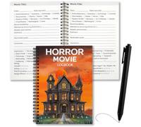 Engrowtic Movie Lovers Gift Watching Journal Logbook with Ballpoint Pen Critic Notebook Leather Review Journal Gifts for Movie Lovers Fans Critics Film Enthusiasts(Horror)