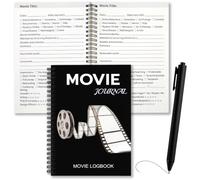 Engrowtic Movie Lovers Gift Watching Journal Logbook with Ballpoint Pen Critic Notebook Leather Review Journal Gifts for Movie Lovers Fans Critics Film Enthusiasts(Reel Noir)
