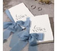 Engrowtic Set di 2 libri per i voti di nozze con nastri, 14 x 10,2 cm, per lui e per lei, bordo strappato a mano, con busta, sigillo di cera, regalo per sposa, sposo, coppia di fidanzati (blu)