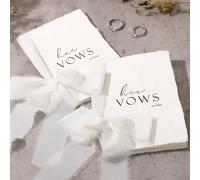 Engrowtic Set di 2 libri per i voti di nozze con nastri, 14 x 10,2 cm, per lui e per lei, bordo strappato a mano, con busta, sigillo di cera, regalo per sposa, sposo, coppia di fidanzati (avorio)