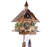 Engstler 429 Q, orologio a cucù al quarzo, in vero legno, dalla Foresta Nera, funzionamento a pile, con carillon musicale, 29 cm