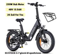 ENGWE Biciclette elettriche 250W 48V/13.5Ah Pedelec 20'' Fat E-City Bike 25KM/H
