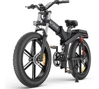 ENGWE X24/X26 Bici Elettrica Pieghevole con 24''/26" x4.0 Fat Tire Dual/Singola Batteria 48V 19.2AH/+10AH Lange 100/150km,3 Tripla Sospensione 8 Velocita (Nero, X26 Dual Batteria 19.2Ah+10Ah)