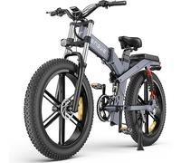 ENGWE X24/X26 Bici Elettrica Pieghevole con 24''/26" x4.0 Fat Tire Dual/Singola Batteria 48V 19.2AH/+10AH Lange 100/150km,3 Tripla Sospensione 8 Velocita (Grigio, X26 Dual Batteria 19.2Ah+10Ah)