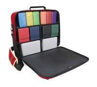 ENHANCE Borsa TCG Designer Edition - Borsa a Tracolla MTG con Divisori Regolabili e Tasca per Accessori per Porta Mazzi, Dadi e Carte | Compatibile con Magic The Gathering, Pokémon, Lorcana (Rosso)
