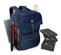 ENHANCE Collector’s Edition Zaino DnD - Borsa RPG per DM di Dungeons & Dragons - Zaino DnD per 6-8 Libri, Laptop 18"/Scomparto DM, Foam per Miniature, Tasche Accessori, Cinghia Mappe (Drago Blu)